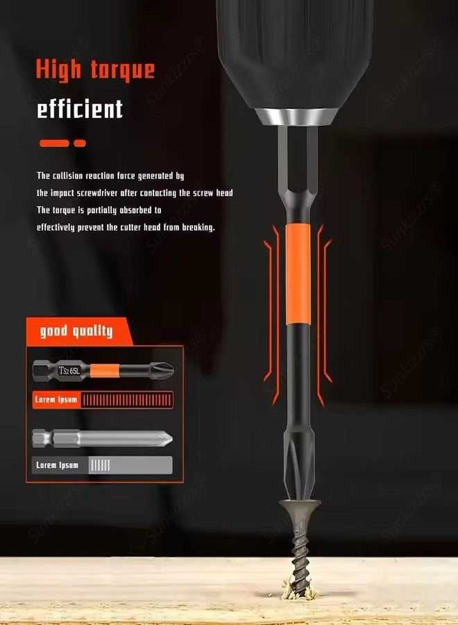 Sunkizzrs® 7-Pcs TS2 Alloy Steel Magnetic Phillips Screwdriver Drill Bits Set-PH2 Cross Screw Driver 1/4 Inch Hex Shank with Extension Rod Anti-Slip & WaterProof for Power & Impact Drivers - Image 3